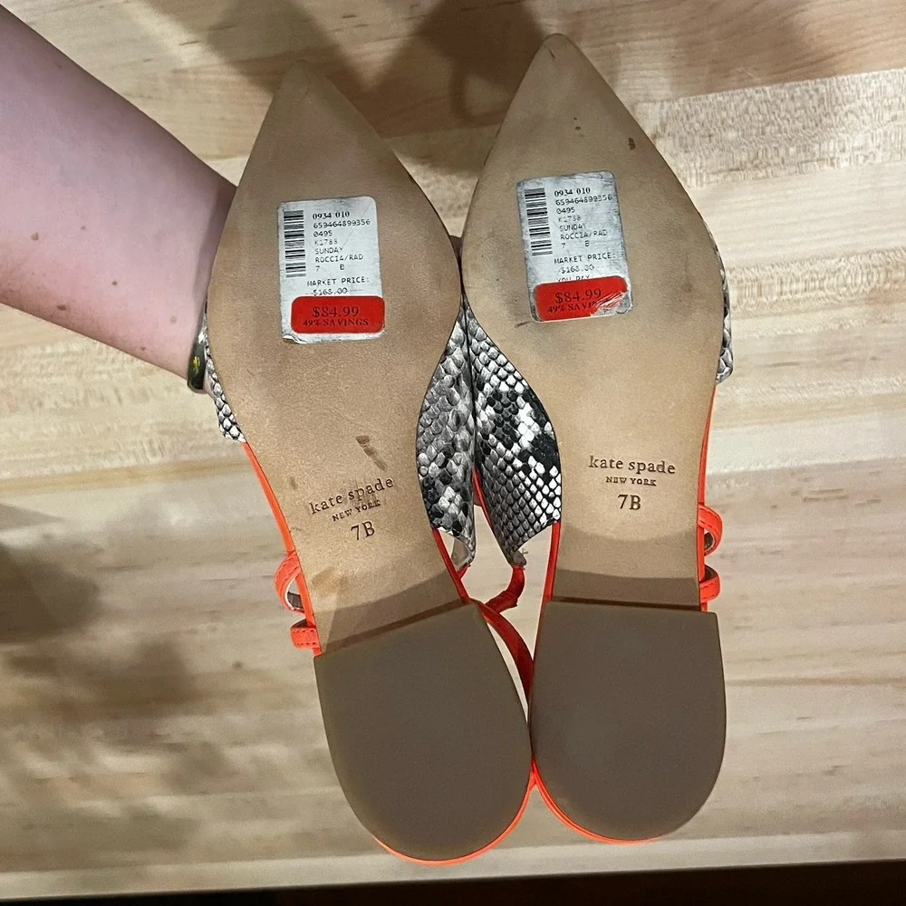 Kate Spade Sunday Sling-Back Flats, Diamant Lux Embossed Snake, Women's Size 7B